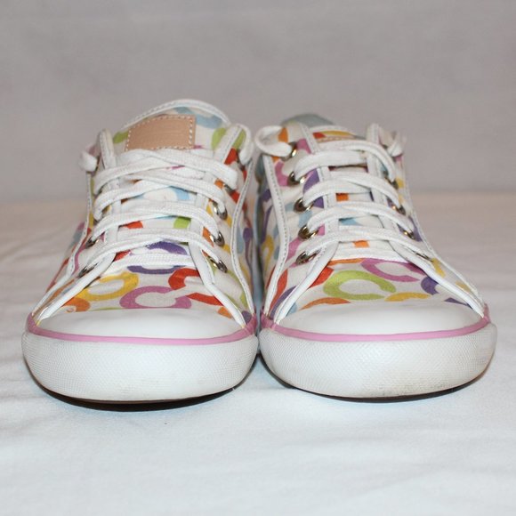 Coach Signature Logo Barrett Women's Canvas Sneaker Shoe Multicolored Size 9B - Picture 3 of 13